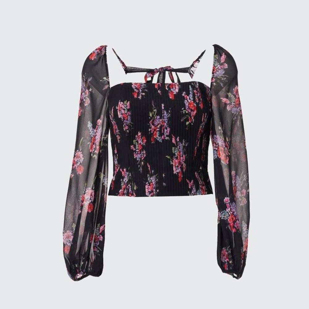AMUR Beverly Top long sleeve floral corset XS